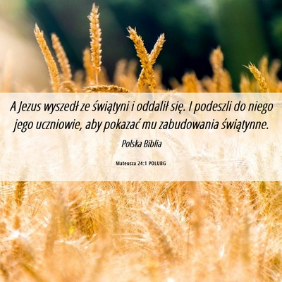 Picture 06 - Mateusza 24:1 POLUBG - A Jezus wyszedł ze świątyni i oddalił się. I - Bible Verse Picture