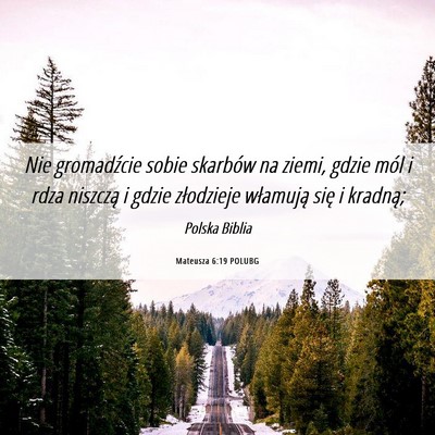 Picture 06 - Mateusza 6:19 POLUBG - Nie gromadźcie sobie skarbów na ziemi, gdzie - Bible Verse Picture