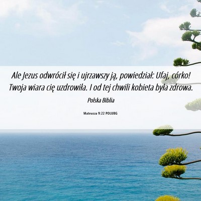 Picture 06 - Mateusza 9:22 POLUBG - Ale Jezus odwrócił się i ujrzawszy ją, - Bible Verse Picture