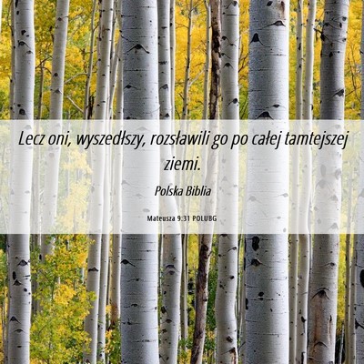 Picture 06 - Mateusza 9:31 POLUBG - Lecz oni, wyszedłszy, rozsławili go po całej - Bible Verse Picture