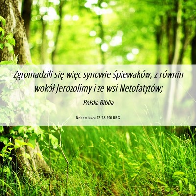 Picture 06 - Nehemiasza 12:28 POLUBG - Zgromadzili się więc synowie śpiewaków, z - Bible Verse Picture
