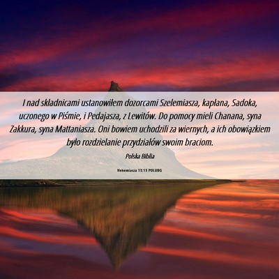 Picture 06 - Nehemiasza 13:13 POLUBG - I nad składnicami ustanowiłem dozorcami - Bible Verse Picture