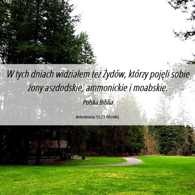 Picture 06 - Nehemiasza 13:23 POLUBG - W tych dniach widziałem też Żydów, którzy - Bible Verse Picture