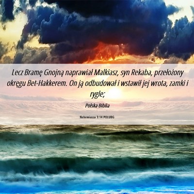 Picture 06 - Nehemiasza 3:14 POLUBG - Lecz Bramę Gnojną naprawiał Malkiasz, syn - Bible Verse Picture