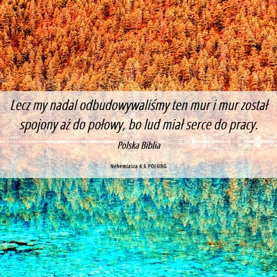 Picture 06 - Nehemiasza 4:6 POLUBG - Lecz my nadal odbudowywaliśmy ten mur i mur - Bible Verse Picture
