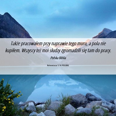 Picture 06 - Nehemiasza 5:16 POLUBG - Także pracowałem przy naprawie tego muru, a - Bible Verse Picture