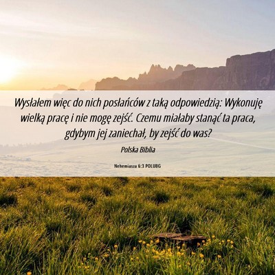 Picture 06 - Nehemiasza 6:3 POLUBG - Wysłałem więc do nich posłańców z taką - Bible Verse Picture