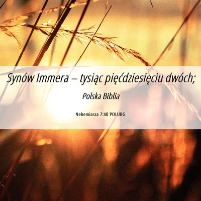 Picture 06 - Nehemiasza 7:40 POLUBG - Synów Immera – tysiąc pięćdziesięciu - Bible Verse Picture