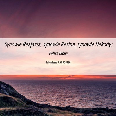 Picture 06 - Nehemiasza 7:50 POLUBG - Synowie Reajasza, synowie Resina, synowie - Bible Verse Picture