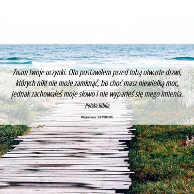 Picture 06 - Objawienie 3:8 POLUBG - Znam twoje uczynki. Oto postawiłem przed tobą - Bible Verse Picture