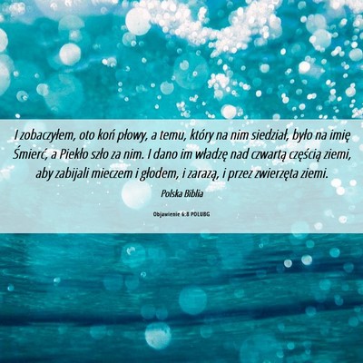 Picture 06 - Objawienie 6:8 POLUBG - I zobaczyłem, oto koń płowy, a temu, który na - Bible Verse Picture