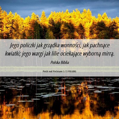 Picture 06 - Pieśń nad Pieśniami 5:13 POLUBG - Jego policzki jak grządka wonności, jak - Bible Verse Picture