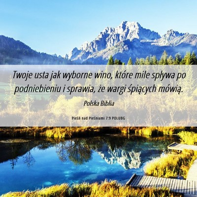 Picture 06 - Pieśń nad Pieśniami 7:9 POLUBG - Twoje usta jak wyborne wino, które mile spływa - Bible Verse Picture
