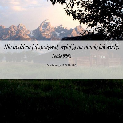 Picture 06 - Powtórzonego 12:24 POLUBG - Nie będziesz jej spożywał, wylej ją na - Bible Verse Picture