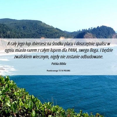 Picture 06 - Powtórzonego 13:16 POLUBG - A cały jego łup zbierzesz na środku placu i - Bible Verse Picture