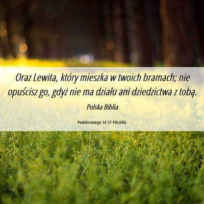 Picture 06 - Powtórzonego 14:27 POLUBG - Oraz Lewita, który mieszka w twoich bramach; nie - Bible Verse Picture