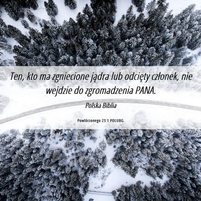 Picture 06 - Powtórzonego 23:1 POLUBG - Ten, kto ma zgniecione jądra lub odcięty - Bible Verse Picture