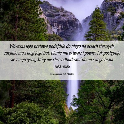 Picture 06 - Powtórzonego 25:9 POLUBG - Wówczas jego bratowa podejdzie do niego na - Bible Verse Picture