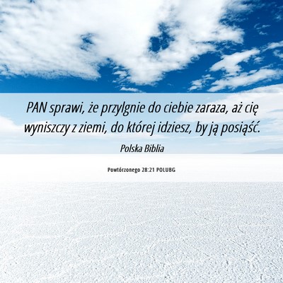 Picture 06 - Powtórzonego 28:21 POLUBG - PAN sprawi, że przylgnie do ciebie zaraza, aż - Bible Verse Picture