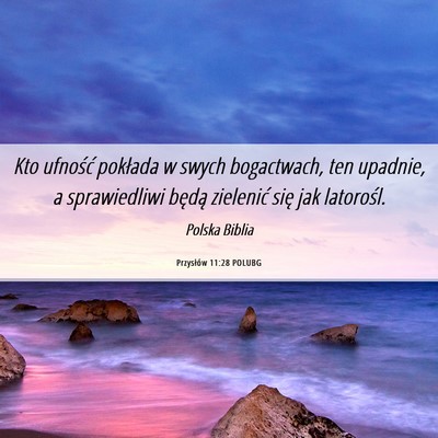 Picture 06 - Przysłów 11:28 POLUBG - Kto ufność pokłada w swych bogactwach, ten - Bible Verse Picture