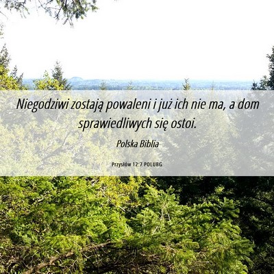 Picture 06 - Przysłów 12:7 POLUBG - Niegodziwi zostają powaleni i już ich nie ma, a - Bible Verse Picture