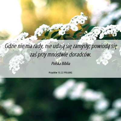 Picture 06 - Przysłów 15:22 POLUBG - Gdzie nie ma rady, nie udają się zamysły; - Bible Verse Picture