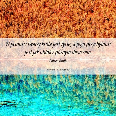 Picture 06 - Przysłów 16:15 POLUBG - W jasności twarzy króla jest życie, a jego - Bible Verse Picture