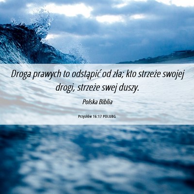 Picture 06 - Przysłów 16:17 POLUBG - Droga prawych to odstąpić od zła; kto strzeże - Bible Verse Picture