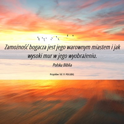 Picture 06 - Przysłów 18:11 POLUBG - Zamożność bogacza jest jego warownym miastem i - Bible Verse Picture