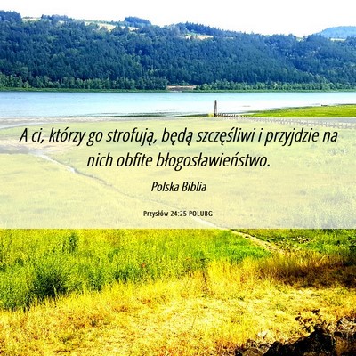 Picture 06 - Przysłów 24:25 POLUBG - A ci, którzy go strofują, będą szczęśliwi i - Bible Verse Picture