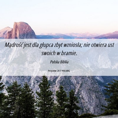 Picture 06 - Przysłów 24:7 POLUBG - Mądrość jest dla głupca zbyt wzniosła; nie - Bible Verse Picture