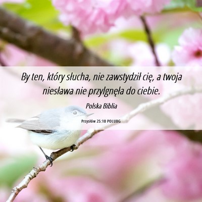 Picture 06 - Przysłów 25:10 POLUBG - By ten, który słucha, nie zawstydził cię, a - Bible Verse Picture