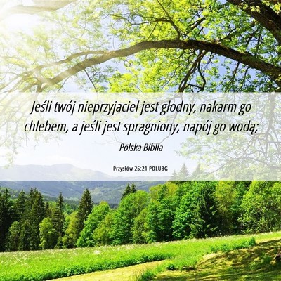 Picture 06 - Przysłów 25:21 POLUBG - Jeśli twój nieprzyjaciel jest głodny, nakarm - Bible Verse Picture