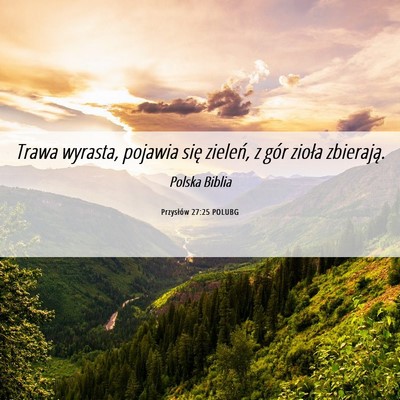 Picture 06 - Przysłów 27:25 POLUBG - Trawa wyrasta, pojawia się zieleń, z gór - Bible Verse Picture
