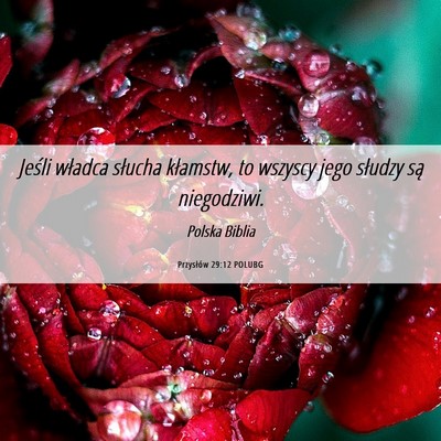Picture 06 - Przysłów 29:12 POLUBG - Jeśli władca słucha kłamstw, to wszyscy jego - Bible Verse Picture