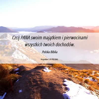 Picture 06 - Przysłów 3:9 POLUBG - Czcij PANA swoim majątkiem i pierwocinami - Bible Verse Picture