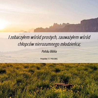 Picture 06 - Przysłów 7:7 POLUBG - I zobaczyłem wśród prostych, zauważyłem - Bible Verse Picture