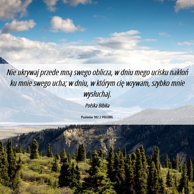 Picture 06 - Psalmów 102:2 POLUBG - Nie ukrywaj przede mną swego oblicza, w dniu - Bible Verse Picture