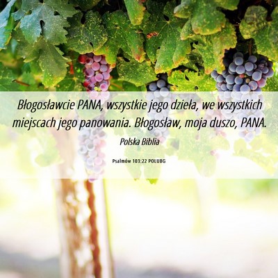 Picture 06 - Psalmów 103:22 POLUBG - Błogosławcie PANA, wszystkie jego dzieła, we - Bible Verse Picture