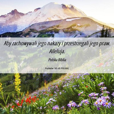 Picture 06 - Psalmów 105:45 POLUBG - Aby zachowywali jego nakazy i przestrzegali jego - Bible Verse Picture