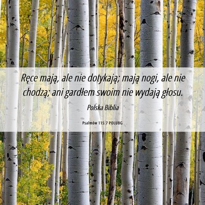 Picture 06 - Psalmów 115:7 POLUBG - Ręce mają, ale nie dotykają; mają nogi, ale - Bible Verse Picture