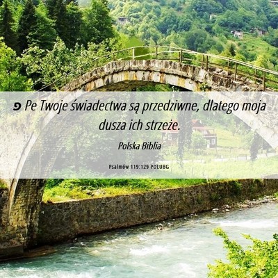 Picture 06 - Psalmów 119:129 POLUBG - פ Pe Twoje świadectwa są przedziwne, dlatego - Bible Verse Picture