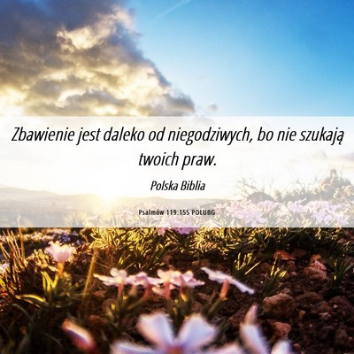 Picture 06 - Psalmów 119:155 POLUBG - Zbawienie jest daleko od niegodziwych, bo nie - Bible Verse Picture