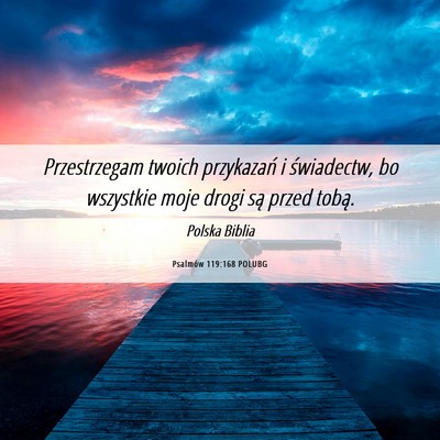 Picture 06 - Psalmów 119:168 POLUBG - Przestrzegam twoich przykazań i świadectw, bo - Bible Verse Picture