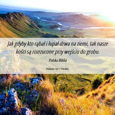 Picture 06 - Psalmów 141:7 POLUBG - Jak gdyby kto rąbał i łupał drwa na ziemi, - Bible Verse Picture