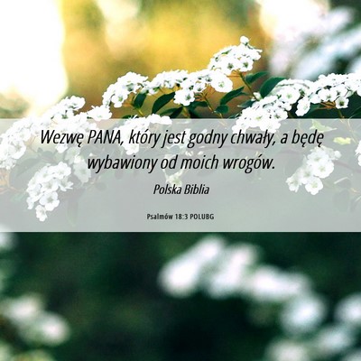 Picture 06 - Psalmów 18:3 POLUBG - Wezwę PANA, który jest godny chwały, a będę - Bible Verse Picture