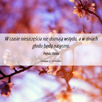 Picture 06 - Psalmów 37:19 POLUBG - W czasie nieszczęścia nie doznają wstydu, a w - Bible Verse Picture