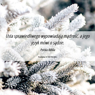 Picture 06 - Psalmów 37:30 POLUBG - Usta sprawiedliwego wypowiadają mądrość, a - Bible Verse Picture