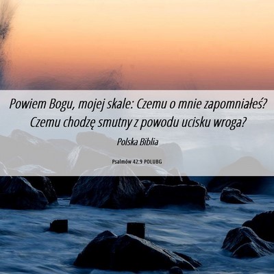 Picture 06 - Psalmów 42:9 POLUBG - Powiem Bogu, mojej skale: Czemu o mnie - Bible Verse Picture