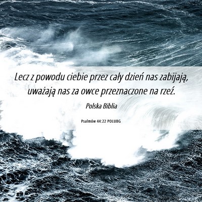 Picture 06 - Psalmów 44:22 POLUBG - Lecz z powodu ciebie przez cały dzień nas - Bible Verse Picture